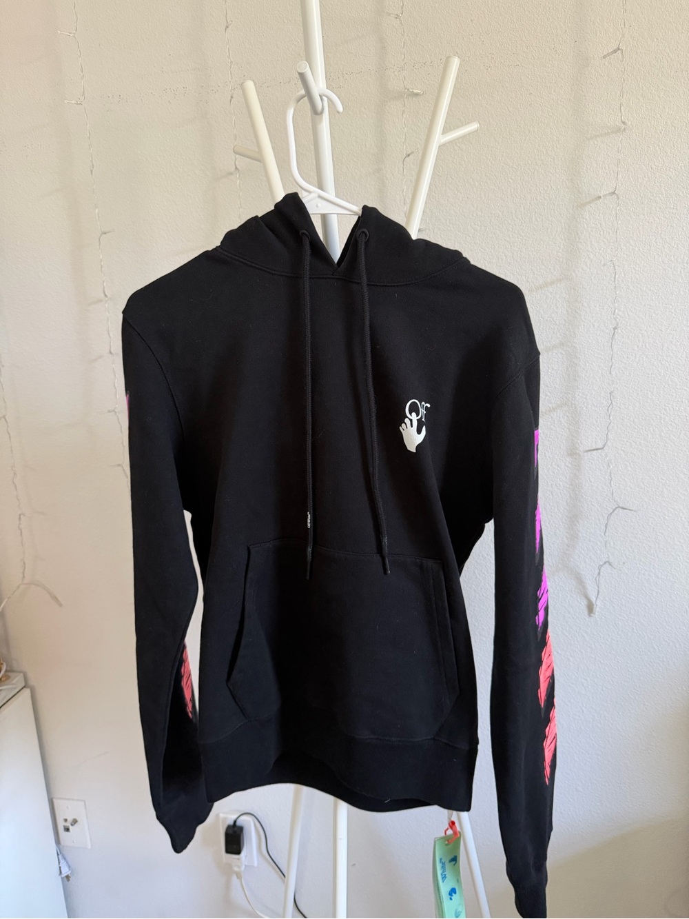 OffWhite Marker Hoodie Black / Fuschia